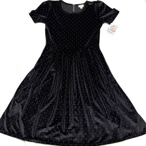 LuLaRoe Amelia Velvet Rhinestone Midi Dress Unicorn Sz L Modest Whimsigoth
